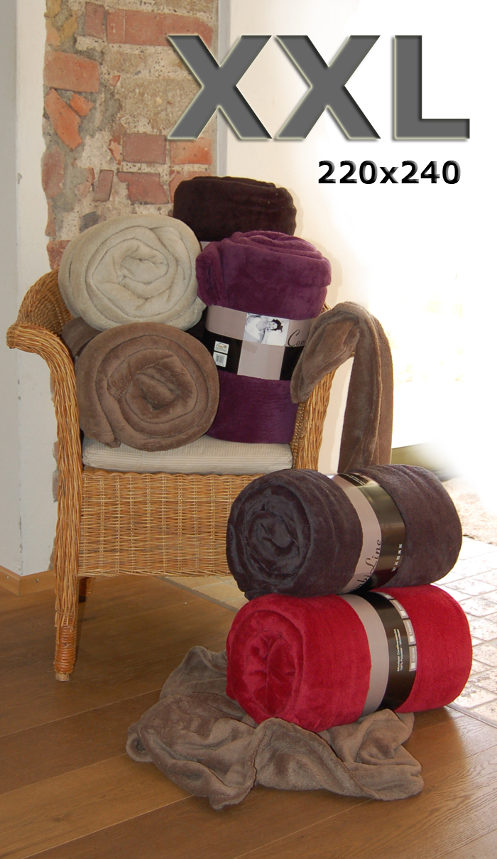 Flauschige XXL Fleece Decke/ Wohndecke  220x240 in 6 Farben